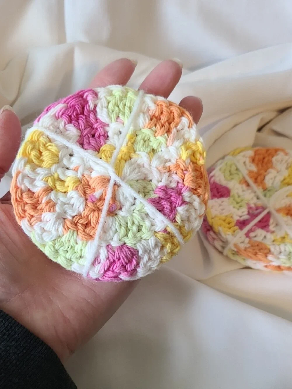 Handmade Crochet Face Rounds in Pastel Multi 6 Pack By Grey Dove Creations, NWOT